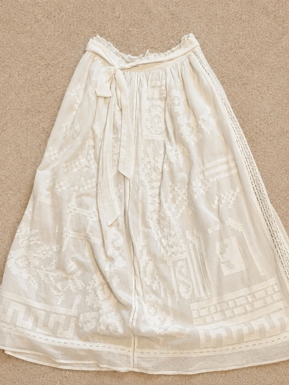 Anthropologie Bohemian Ivory Embroidered Maxi Skirt - Picture 3 of 3